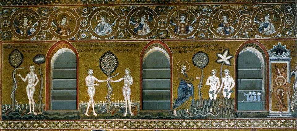 Duomo di Monreale, mosaici: Adamo ed Eva, la caduta.