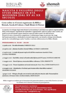 Locandina corso di Biblia e Shemah aprile 2026